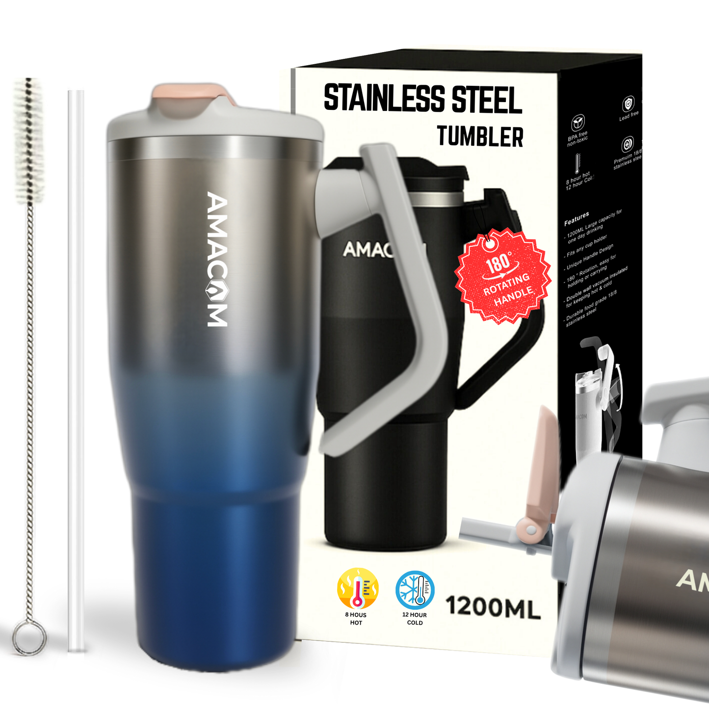 Amacom Hydration Booster™ 180° Rotating Handle Tumbler
