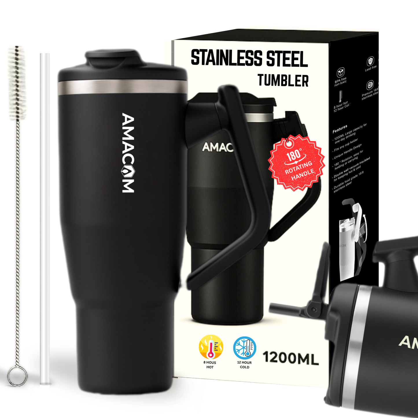 Amacom Hydration Booster™ 180° Rotating Handle Tumbler