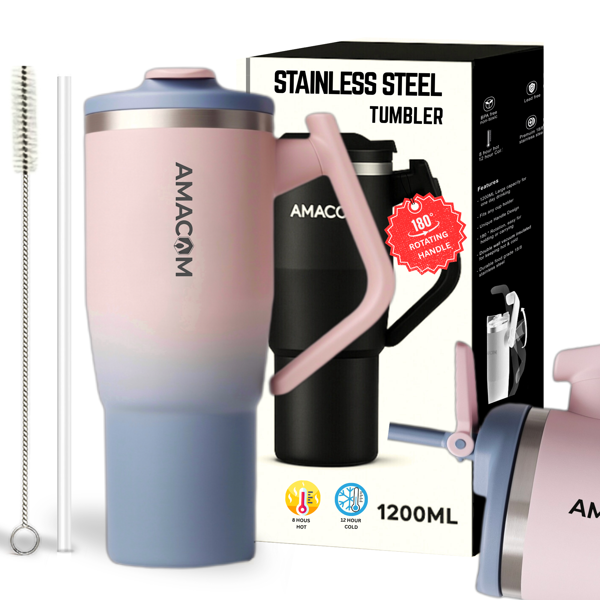 Amacom Hydration Booster™ 180° Rotating Handle Tumbler