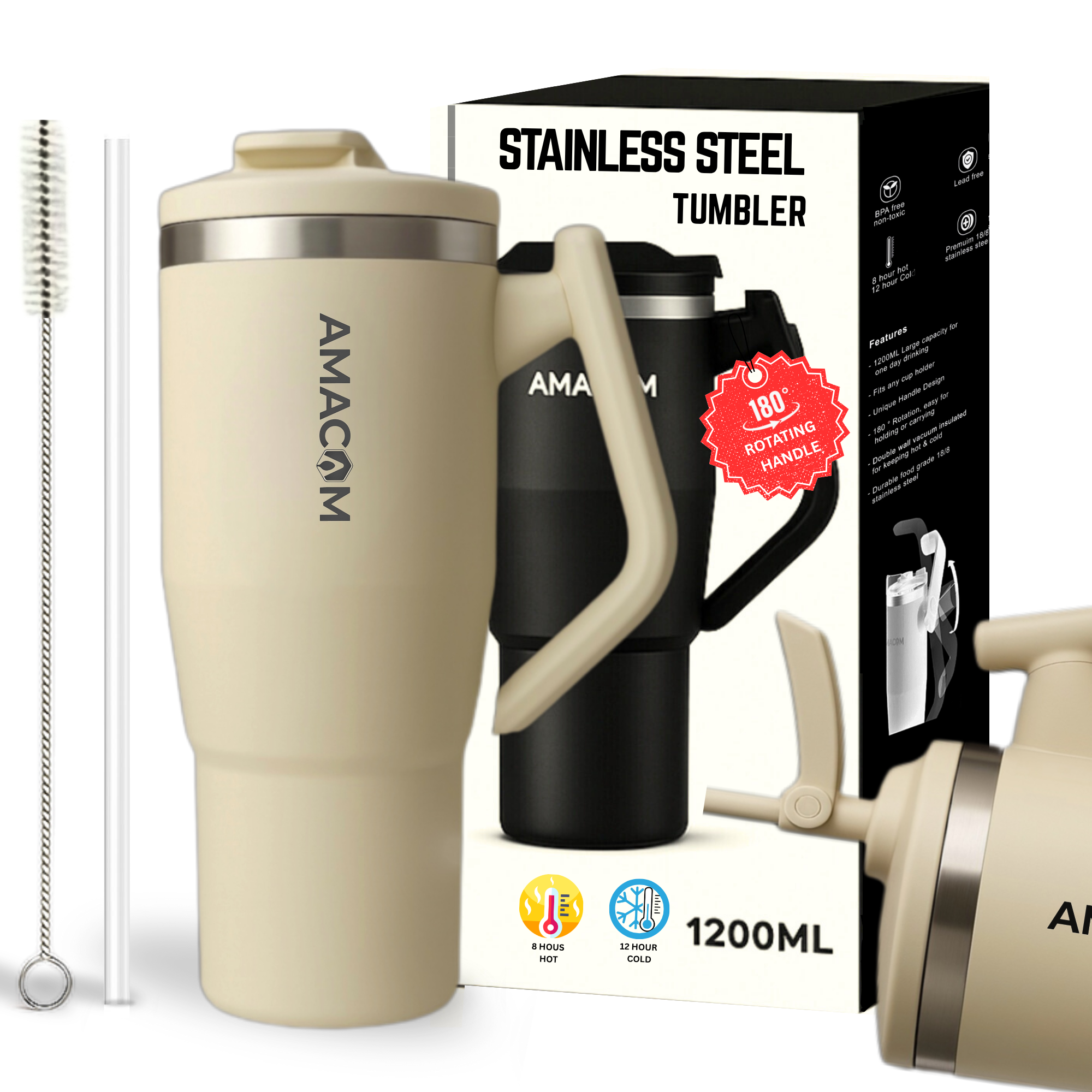 Amacom Hydration Booster™ 180° Rotating Handle Tumbler