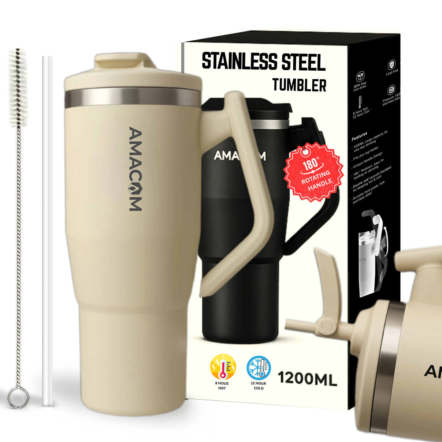 Amacom Hydration Booster™ 180° Rotating Handle Tumbler